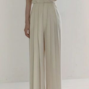 Commense Cream Wide-Leg Trousers